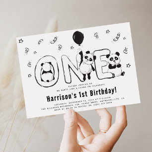 Invitation Faisons la fête comme un panda 1er anniversaire