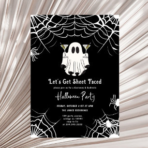 Invitation Faisons la fête d'Halloween Martini face à la feui