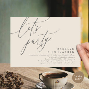 Invitation Faisons la fête, dîner de mariage romantique et da