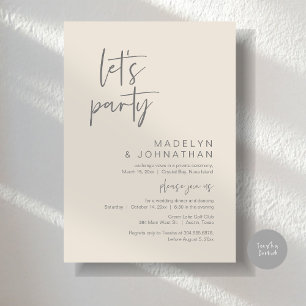Invitation Faisons la fête, dîner d'Elopement Mariage et dans