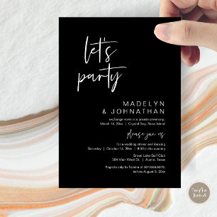 Invitation Faisons la fête, dîner d'Elopement Mariage et dans