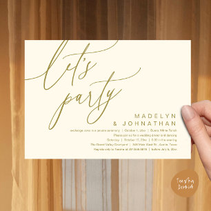 Invitation Faisons la fête, dîner Mariage romantique et danse