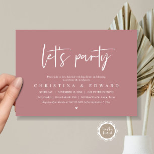 Invitation Faisons la fête, Elopement Mariage, Minimaliste mo