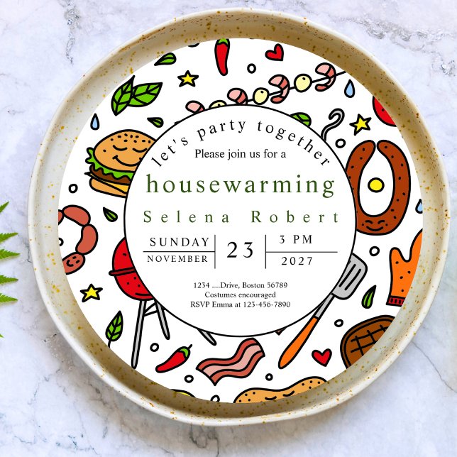 Invitation Faisons la fête ensemble BBQ record de réchauffeme (Créateur téléchargé)