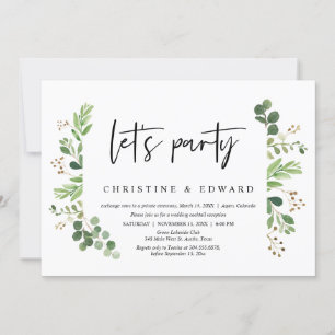 Invitation Faisons la fête, fête de l'Elopement Mariage