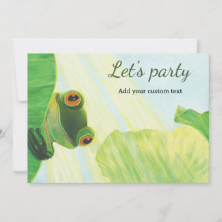 Invitation Faisons la fête - La grenouille verte aux yeux gra