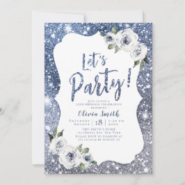 Invitation Faisons la fête parties scintillant bleue étincela