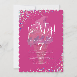 Invitation Faisons la fête Rainbow Pink Ice Cream Anniversair