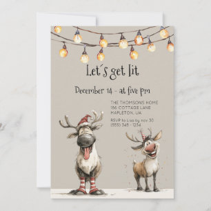 Invitation Faisons la fête, réveillon de Noël amusant avec de