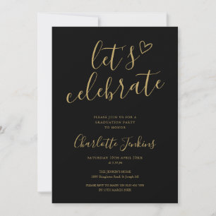Invitation Faisons la fête Script Fête de fin d'études Or noi