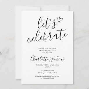 Invitation Faisons la fête Script Heart Fête de fin d'études