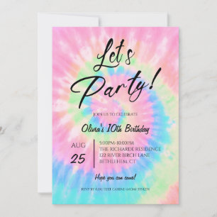 Invitation Faisons la fête, tenue rose tie-dye pour un annive