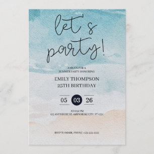 Invitation Faisons la fête Tropicale Plage Anniversaire