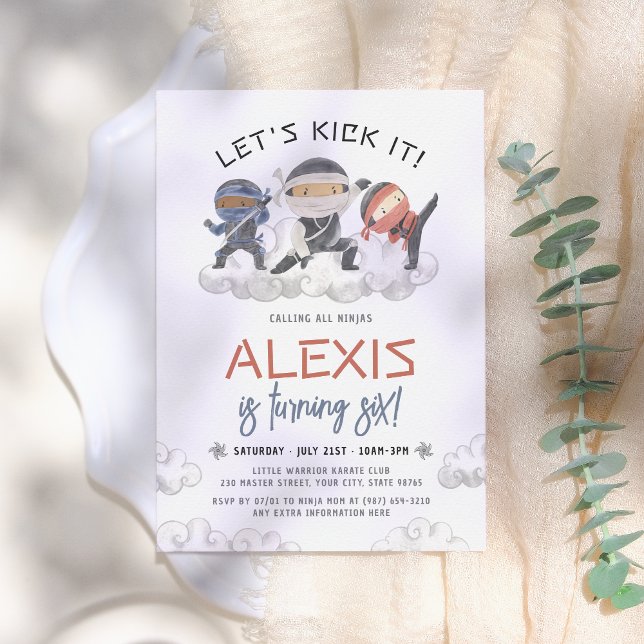 Invitation Faisons-le Ninja Guerrier Arts Martiaux Anniversai (Créateur téléchargé)
