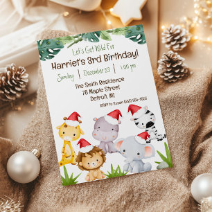Invitation Faisons les fous ! Les animaux de safari d'anniver