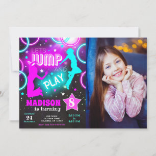 Invitation Faisons sauter Bounce Neon Trampoline Park Anniver