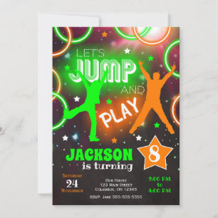 Invitation Faisons sauter Bounce Neon Trampoline Park Anniver