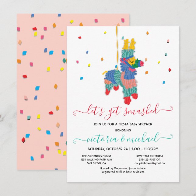 Invitation Faisons tomber le Baby shower Funny Piñata (Devant / Derrière)