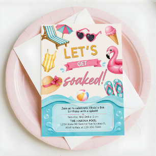 Invitation Faisons trempette Fête d'anniversaire estivale au