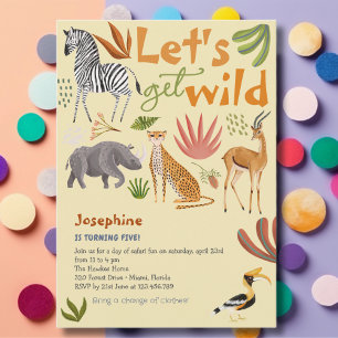 Invitation Faisons un safari sauvage animaux anniversaires de