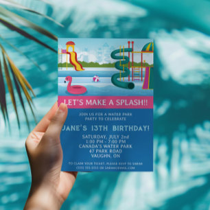 Invitation Faisons un splash ! Parc aquatique fête d'annivers