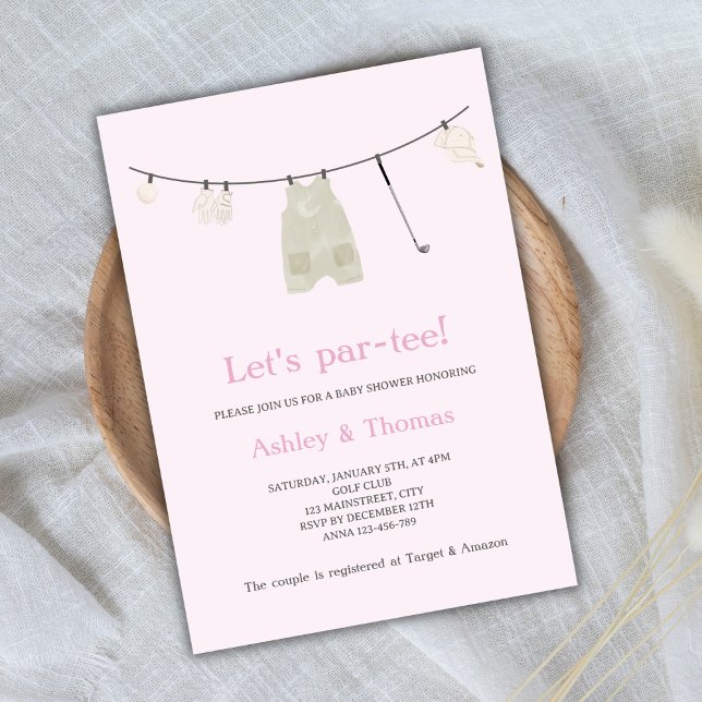 Invitation Faisons une Fête de Golf Par-Tee pour la Baby Show (let's par-tee golf baby shower invitation baby girl)