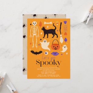 Invitation Faisons une fête Halloween orange épouvantable