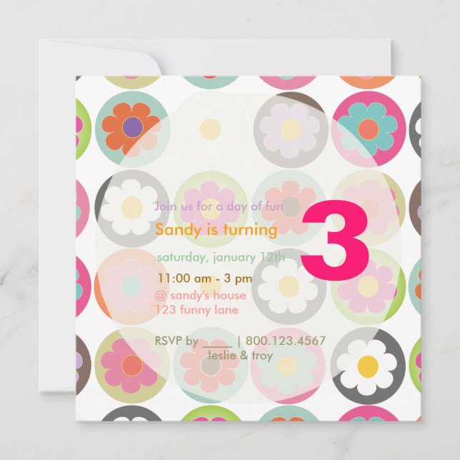 Invitation Faisses Super/Soixante-dix-sept B'day Couleur de p (Devant)