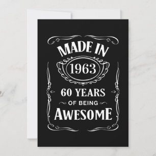 Invitation Fait en 1963 60 ans d'être génial 2023 anniversair