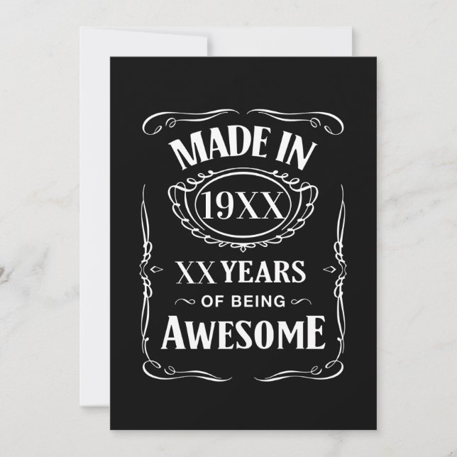 Invitation Fait en l'année XX ans d'être génial custom annive (Devant)