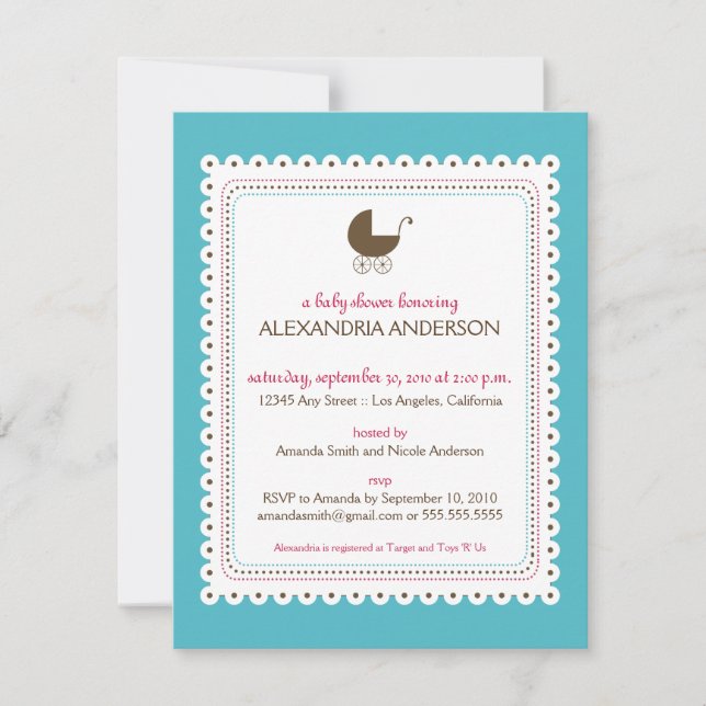 Invitation faite sur commande de baby shower (Devant)