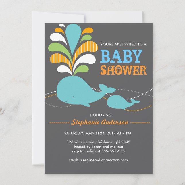 Invitation faite sur commande de baby shower de (Devant)