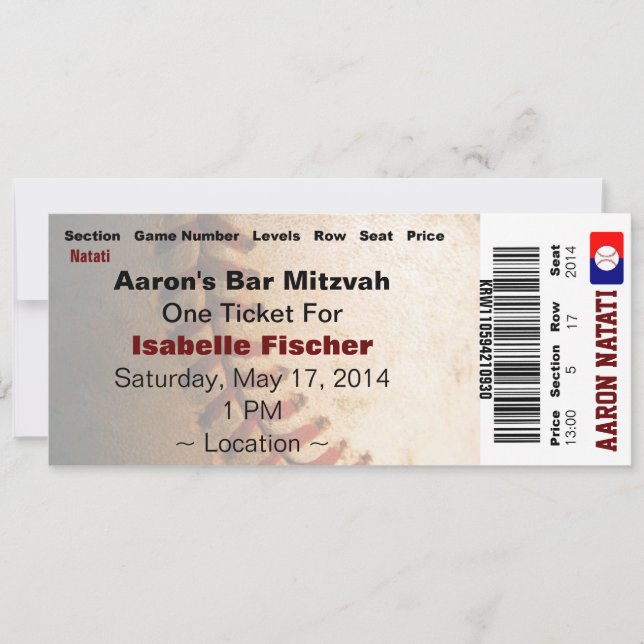 Invitation faite sur commande de Mitzvah de barre (Devant)