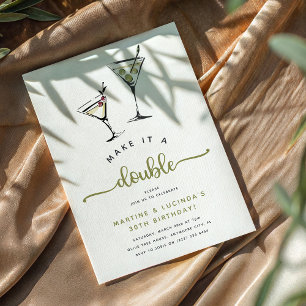 Invitation 'Faites-en un Double' Martini Adultes Fête d'Anniv