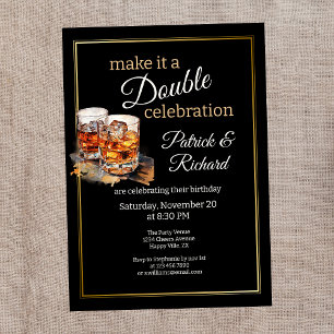 Invitation Faites-en une Double Célébration Verre à Whisky No
