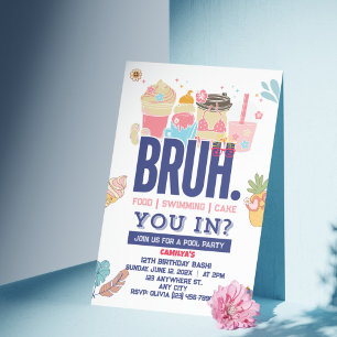Invitation Faites un Splash ! Bruh-tastic Pool Party pour le 