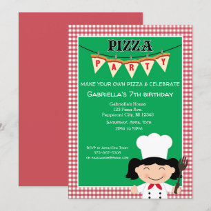 Invitation Faites votre propre fête d'anniversaire à la pizza