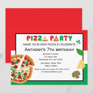 Invitation Faites votre propre fête d'anniversaire à la pizza