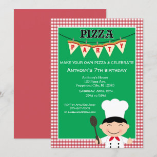Invitation Faites votre propre Pizza Boy fête d'anniversaire