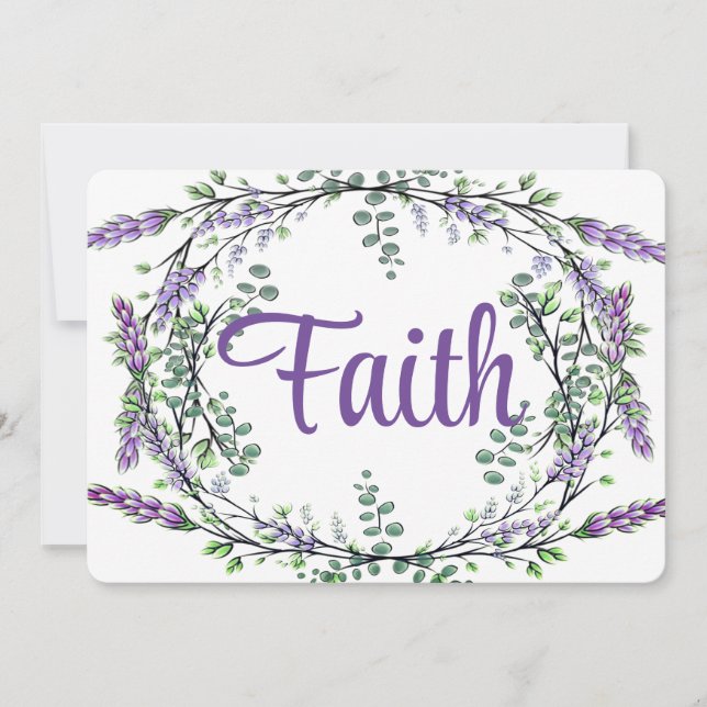 Invitation Faith aquarelle Lavender Eucalyptus romantique (Devant)
