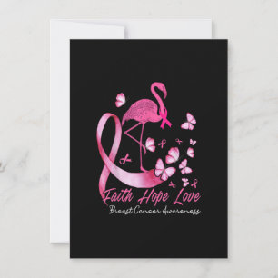 Invitation Faith Hope Love Flamant rose Conscience du cancer