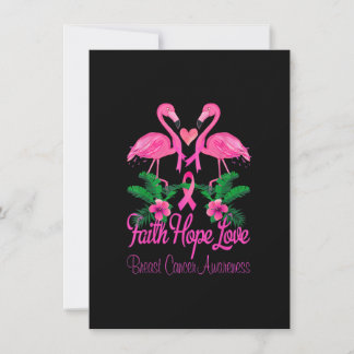 Invitation Faith Hope Love Flamant rose Ruban Cancer du sein