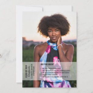 Invitation Faits amusants 2 photo graduation moderne