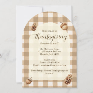 Invitation Fall Acorns Pine Cones En vichy Thanksgiving Arch