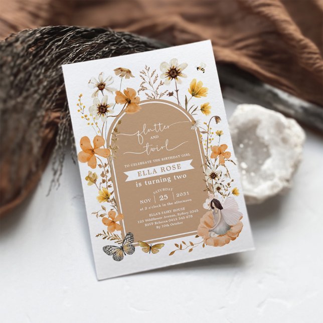 Invitation Fall Fairy Boho Fleur sauvage Jardin Fête d'annive (Créateur téléchargé)