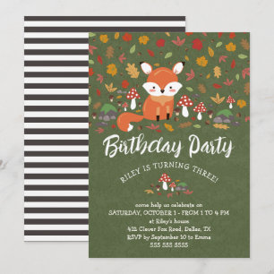 Invitation Fall Fox Enfants Woodland fête d'anniversaire