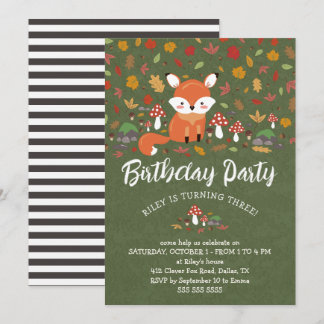 Invitation Fall Fox Enfants Woodland fête d'anniversaire