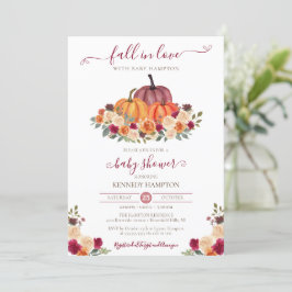 Invitation Fall in Love - Automne Floral - Baby shower Citrou