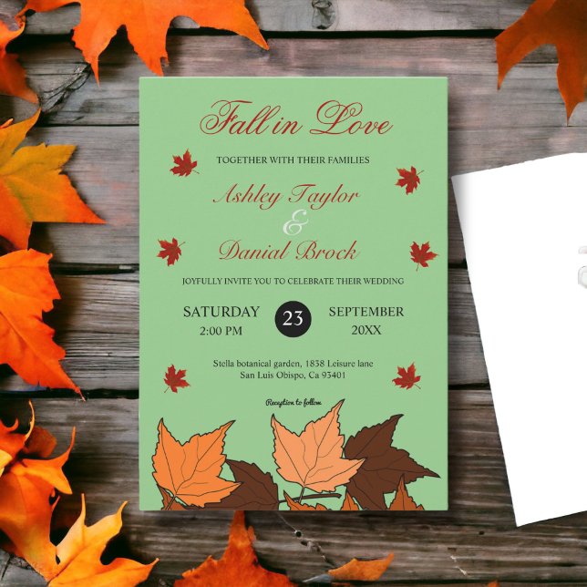 Invitation Fall in Love Elegant Boho Sage Feuille Mariage de  (Créateur téléchargé)