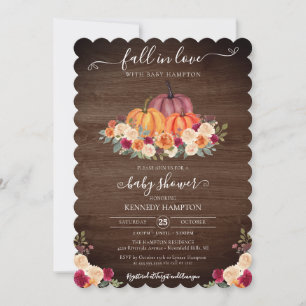 Invitation Fall in Love - Rustic Citrouille Autumn Baby showe